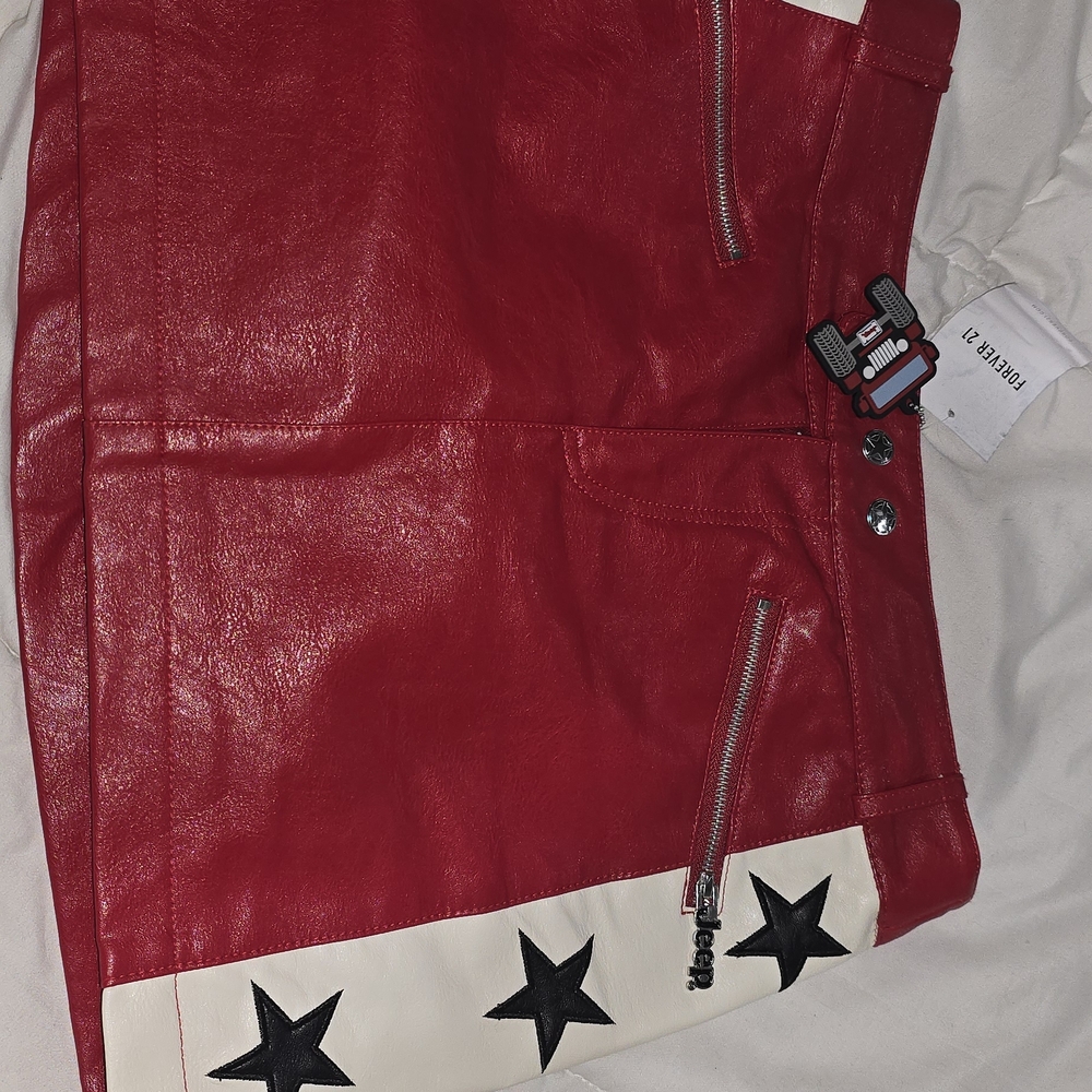 Jeep Red and White Leather Skirt